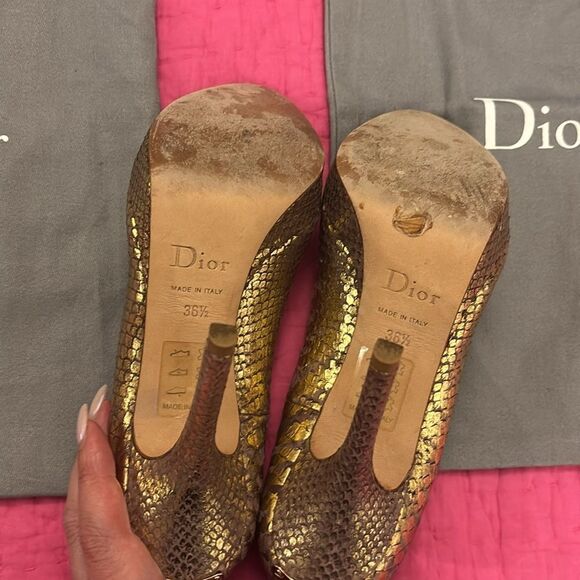 Dior Gold Peep-Toe Heels, US6,5 - Picture 12 of 13